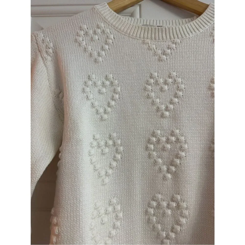 J.Crew Girls' heart-bobble sweater NWT Size L (10-11)